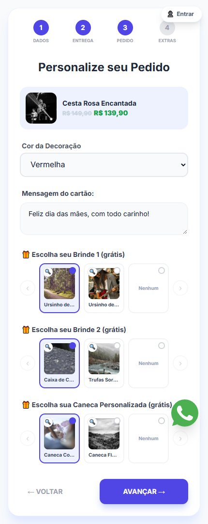 Formulário do cliente - passo 3, escolha de brindes